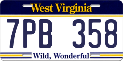 WV license plate 7PB358