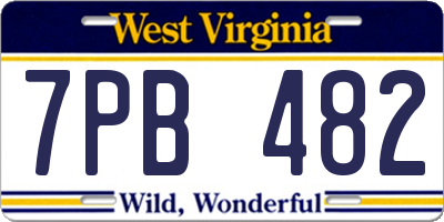 WV license plate 7PB482
