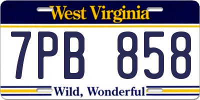 WV license plate 7PB858