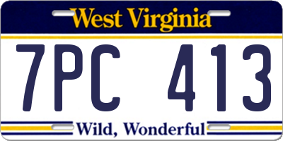 WV license plate 7PC413