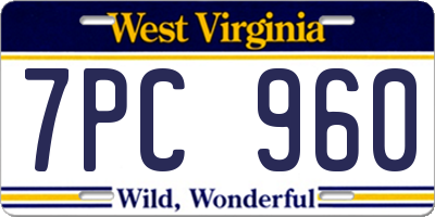 WV license plate 7PC960