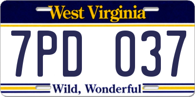 WV license plate 7PD037