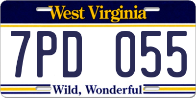WV license plate 7PD055