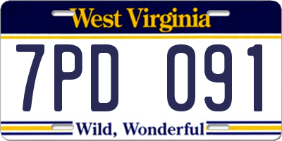 WV license plate 7PD091