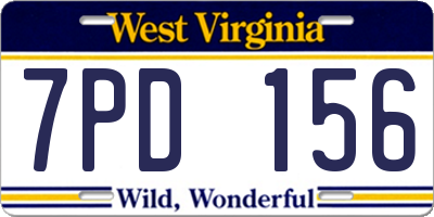 WV license plate 7PD156