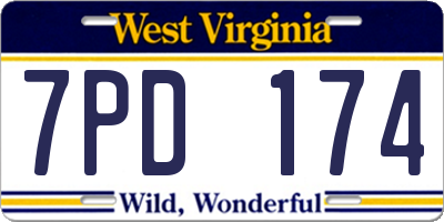 WV license plate 7PD174