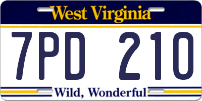 WV license plate 7PD210