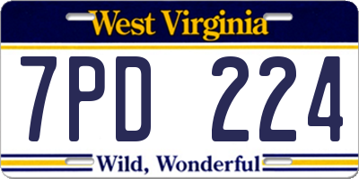 WV license plate 7PD224
