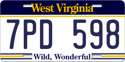 WV license plate 7PD598