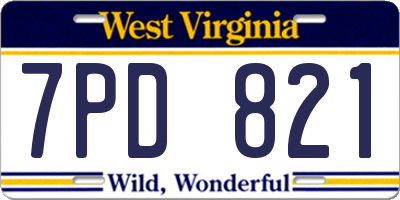 WV license plate 7PD821