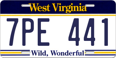 WV license plate 7PE441