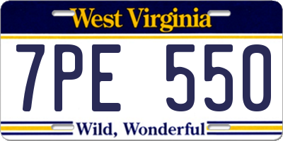WV license plate 7PE550