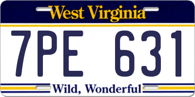 WV license plate 7PE631