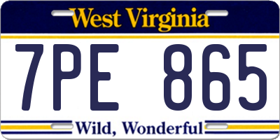 WV license plate 7PE865