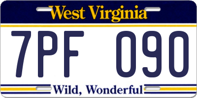 WV license plate 7PF090