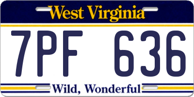 WV license plate 7PF636