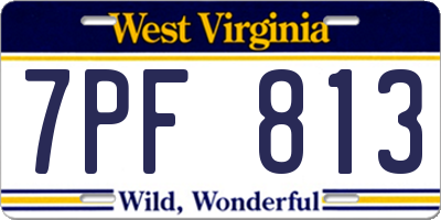 WV license plate 7PF813