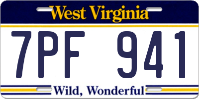 WV license plate 7PF941