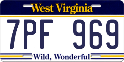 WV license plate 7PF969