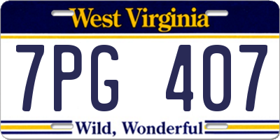 WV license plate 7PG407