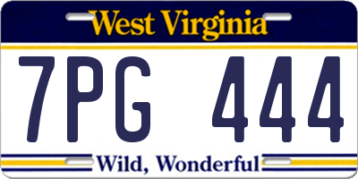 WV license plate 7PG444