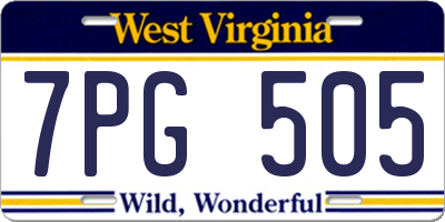 WV license plate 7PG505