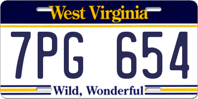 WV license plate 7PG654