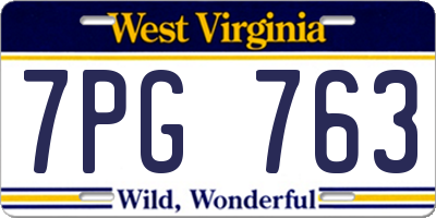 WV license plate 7PG763