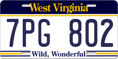 WV license plate 7PG802