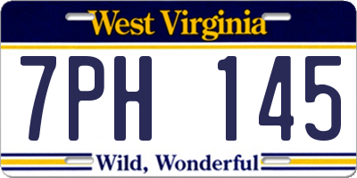 WV license plate 7PH145