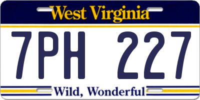 WV license plate 7PH227