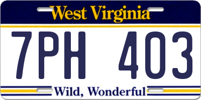 WV license plate 7PH403