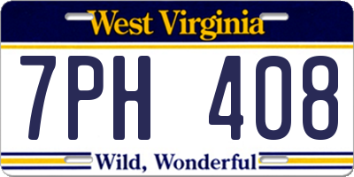 WV license plate 7PH408