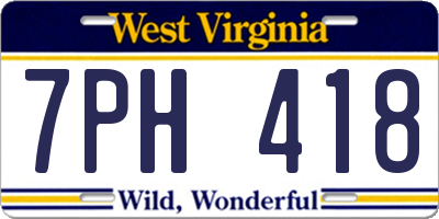 WV license plate 7PH418