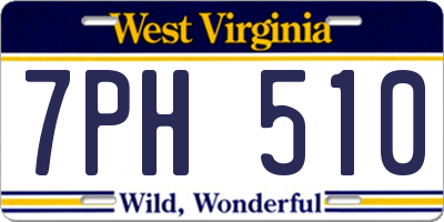 WV license plate 7PH510