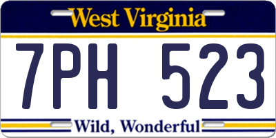 WV license plate 7PH523