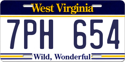 WV license plate 7PH654