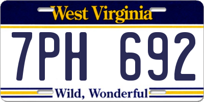 WV license plate 7PH692