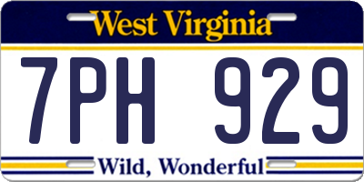 WV license plate 7PH929
