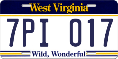WV license plate 7PI017
