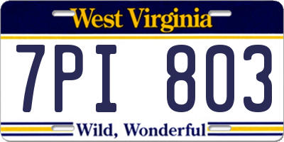 WV license plate 7PI803