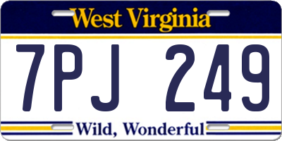 WV license plate 7PJ249