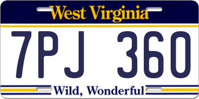 WV license plate 7PJ360