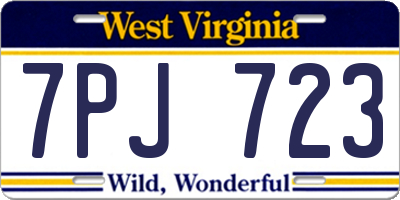 WV license plate 7PJ723