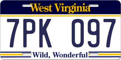 WV license plate 7PK097