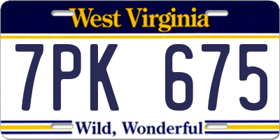 WV license plate 7PK675
