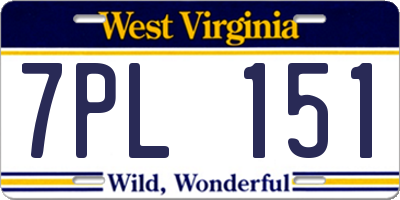 WV license plate 7PL151