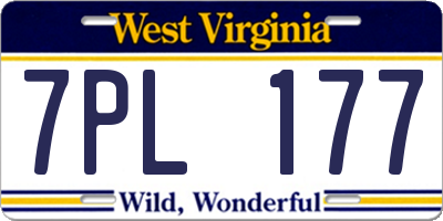 WV license plate 7PL177