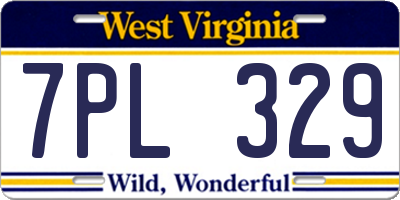 WV license plate 7PL329
