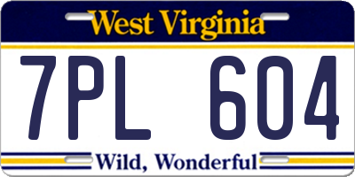 WV license plate 7PL604